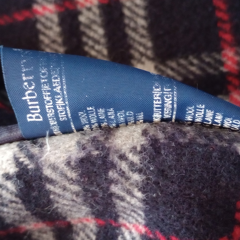 Burberry Blue Label Duffle Coat Nova Check Navy Gray Red 100% Melton Wool Small - Picture 4 of 10